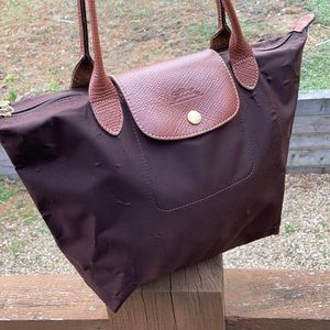 Longchamp Le Pliage medium bag long handles brown